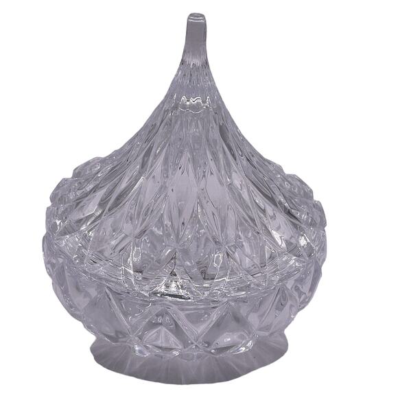 Godinger Crystal Hersheys Kiss 2 Piece Clear Candy Dish Cut Glass 5"x4.5" - Picture 2 of 9